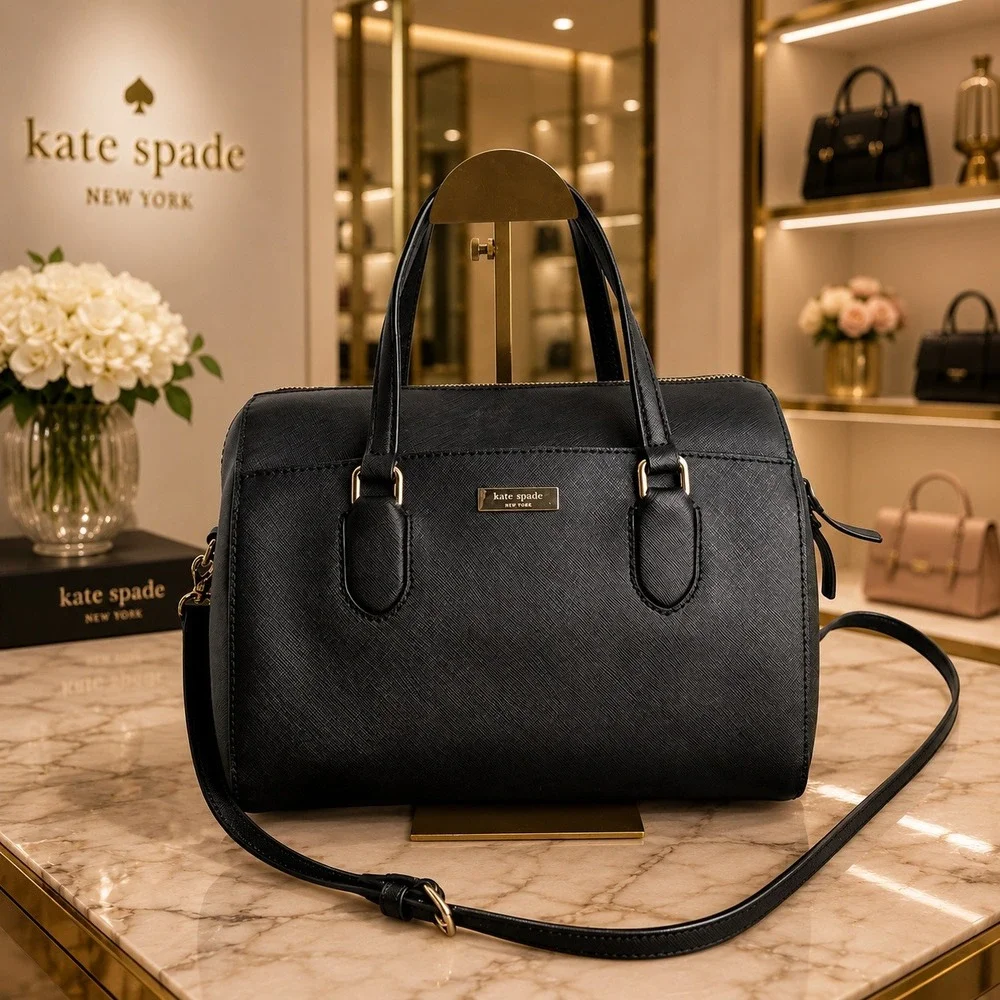 Kate Spade Laurel Way Lanae Satchel Black Saffiano Leather
